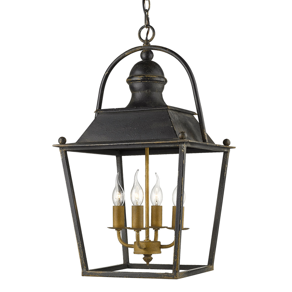 Golden Lighting Christoff 4-light Pendant in Antique Black Iron